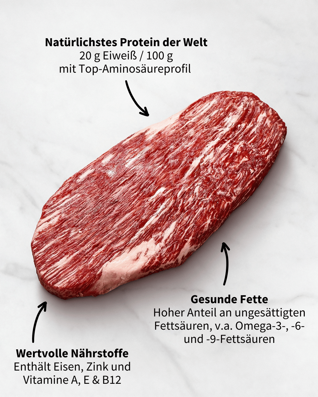 Viel Eiweiß im Wagyu Fleisch